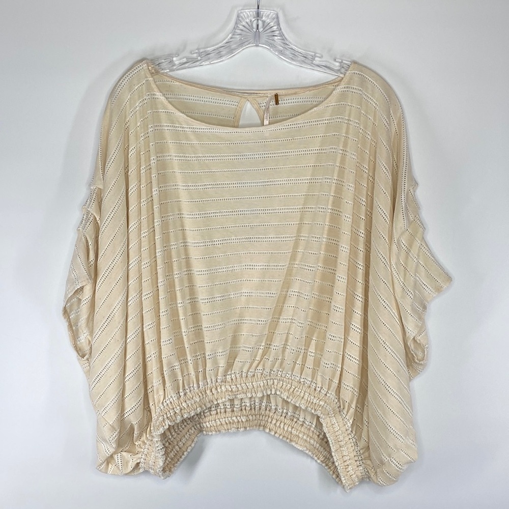 Free People Azelea Crochet 3/4 Sleeve Cream/White Top XS